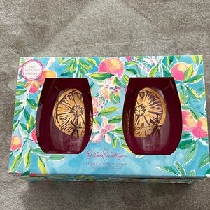 Lilly Pulitzer grapefruit design Stemless Wine Glass Set